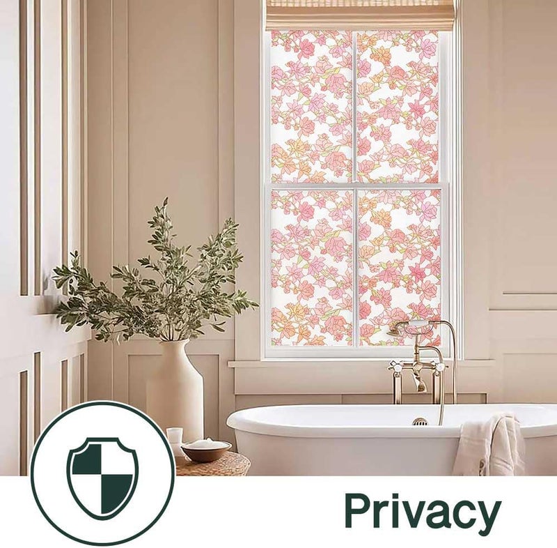 BEAUS TILE UNI Window Film Static Clings Non Adhesive 3D Stained Glass Window Decals UV Protection (Rose, 37.4 x 24.4 Inch) - Image 4